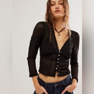 Never worn black lace, FreePeople top